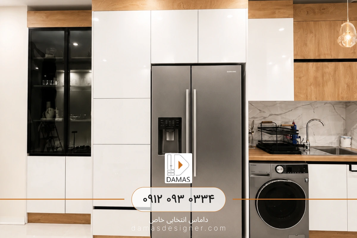 مدل کابینت مدرن هایگلاس با طرح چوب در کرج